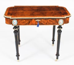Antique French Burr Walnut Sevres & Ormolu Mounted Writing Table Desk 19th C
