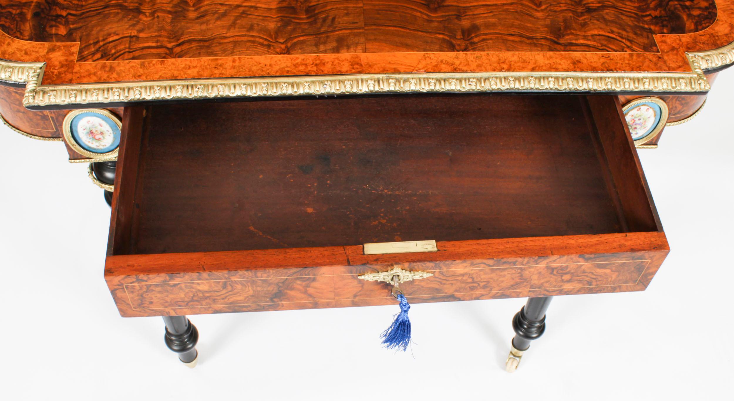 Antique French Burr Walnut Sevres & Ormolu Mounted Writing Table Desk 19th C For Sale 16