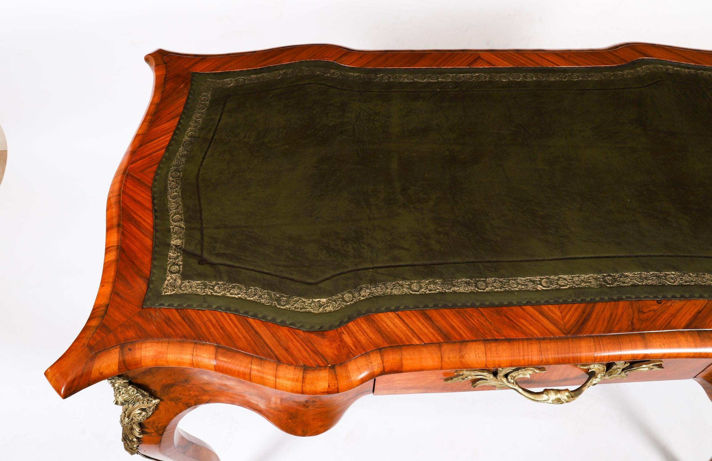 Antique French Burr Walnut Writing Table Desk Bureau Plat c.1870 114x65cm For Sale 5