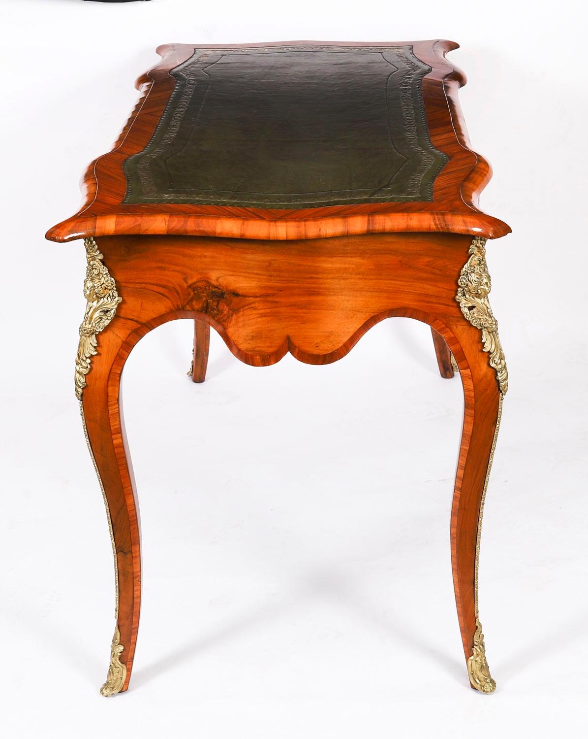 Antique French Burr Walnut Writing Table Desk Bureau Plat c.1870 114x65cm For Sale 7