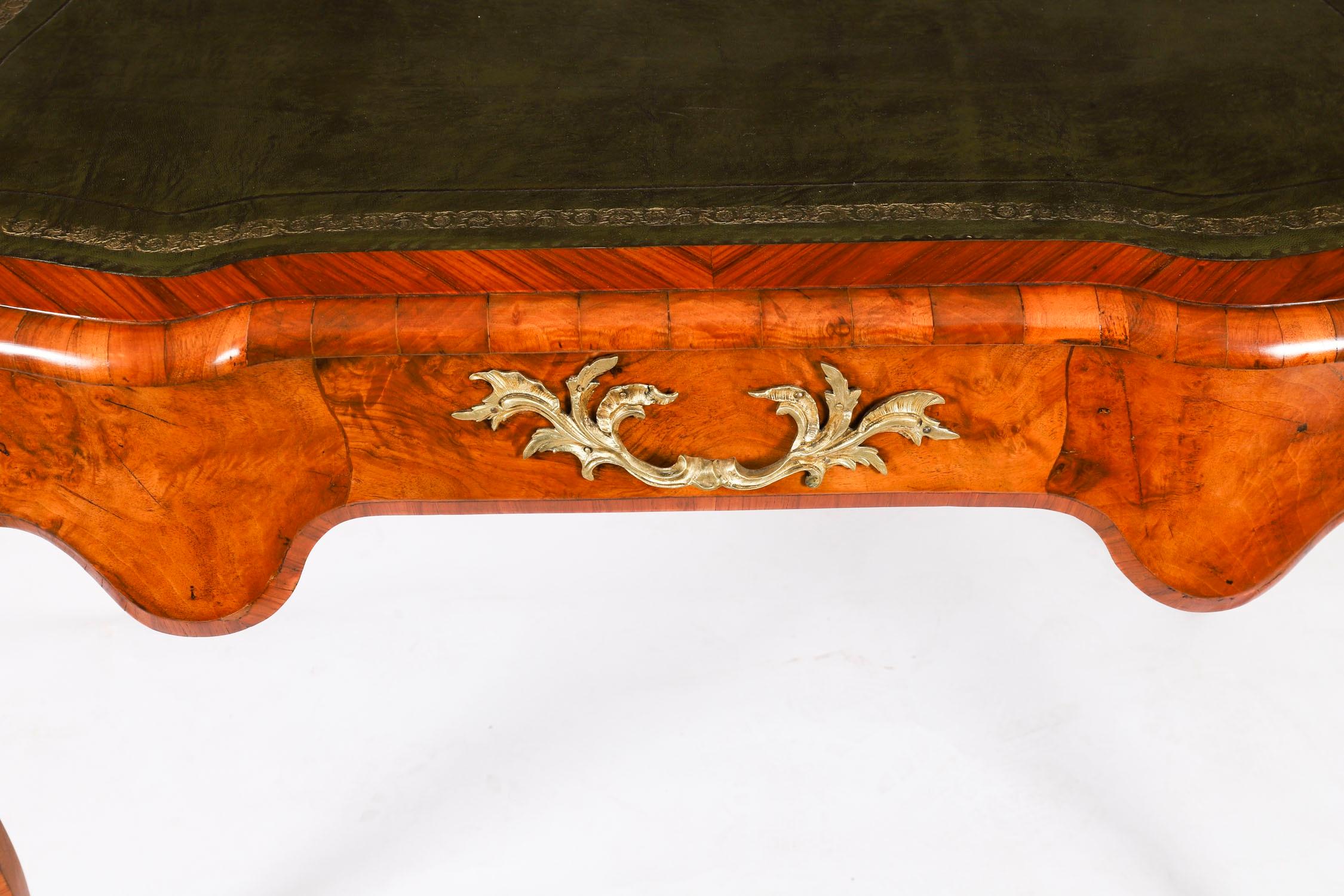 Antique French Burr Walnut Writing Table Desk Bureau Plat c.1870 114x65cm For Sale 8