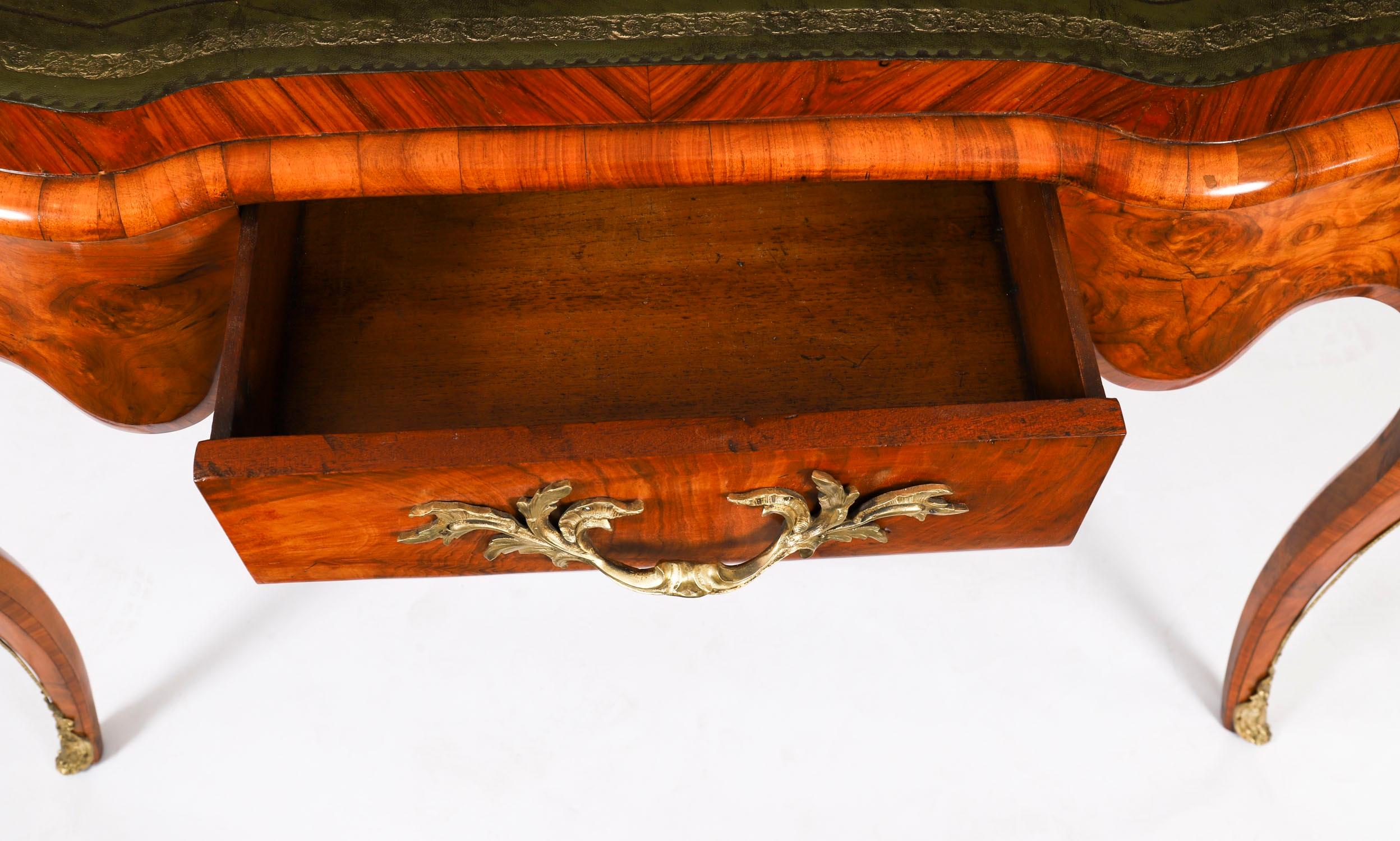 Antique French Burr Walnut Writing Table Desk Bureau Plat c.1870 114x65cm For Sale 10