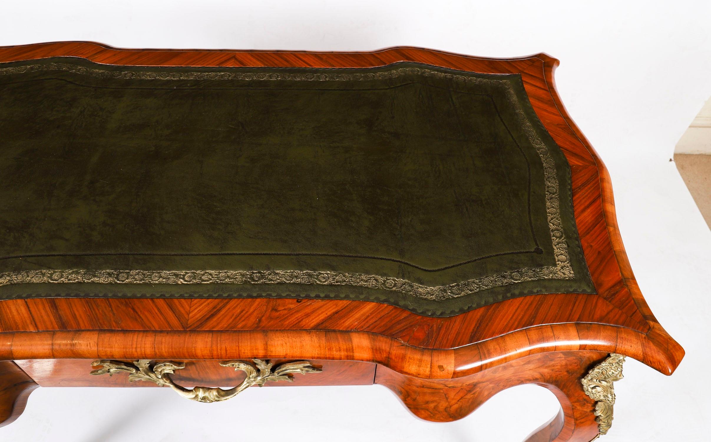 Antique French Burr Walnut Writing Table Desk Bureau Plat c.1870 114x65cm For Sale 1