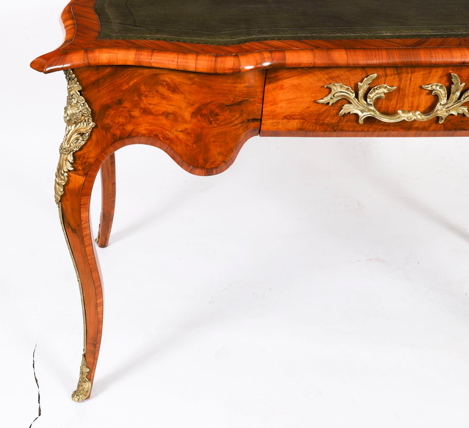 Antique French Burr Walnut Writing Table Desk Bureau Plat c.1870 114x65cm For Sale 2
