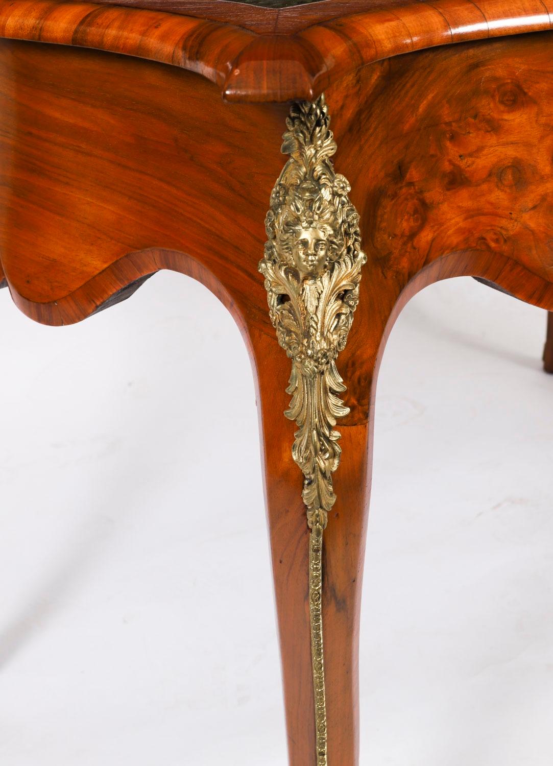 Antique French Burr Walnut Writing Table Desk Bureau Plat c.1870 114x65cm For Sale 3