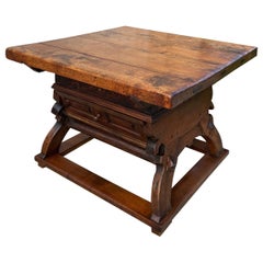Antique French Butcher Block Baker’s Table Pétrin Farmhouse Kitchen Island c1790
