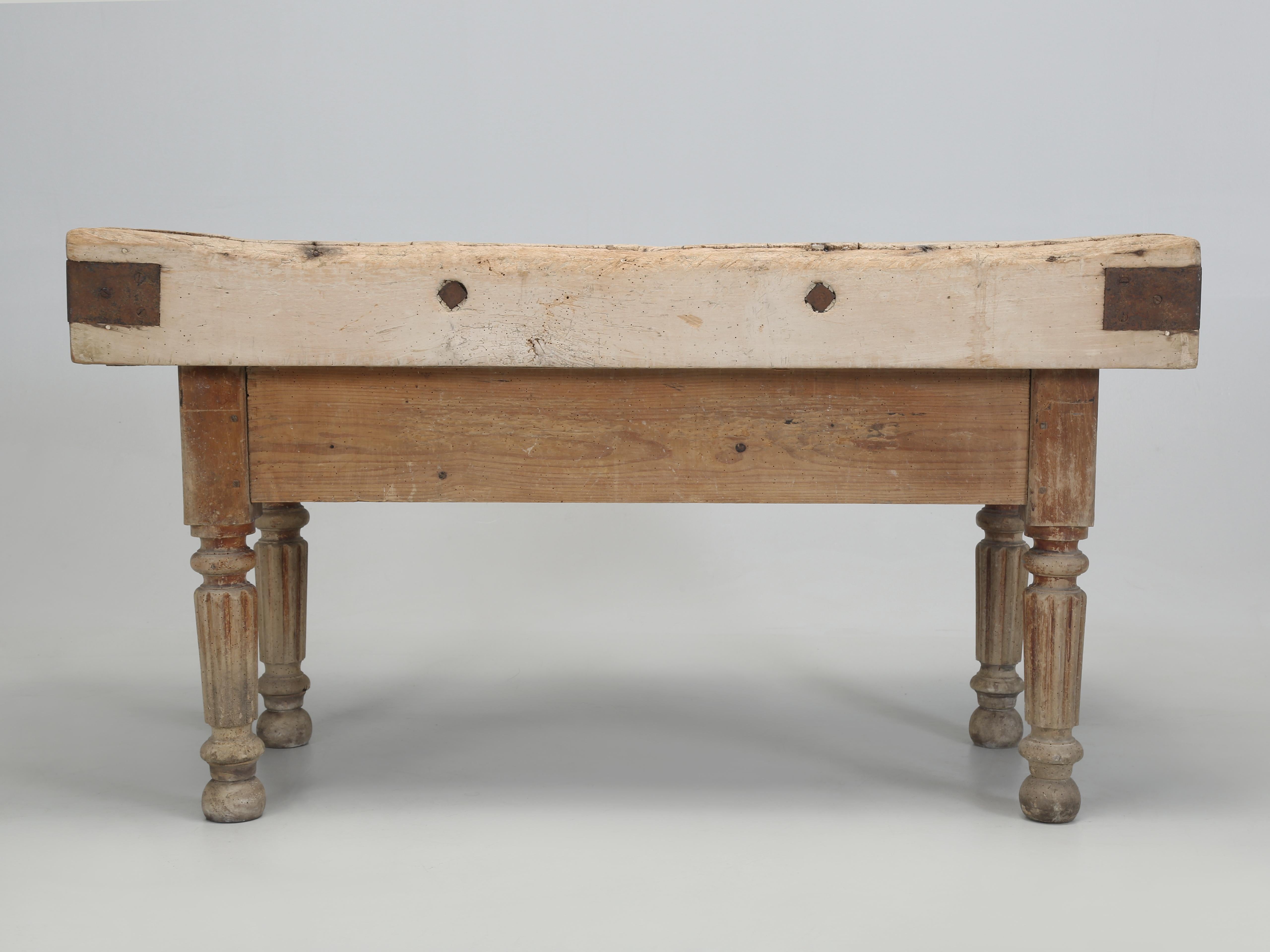 Antique French Butcher Block or Kitchen Island with an Amazing Natural Patina  For Sale 6