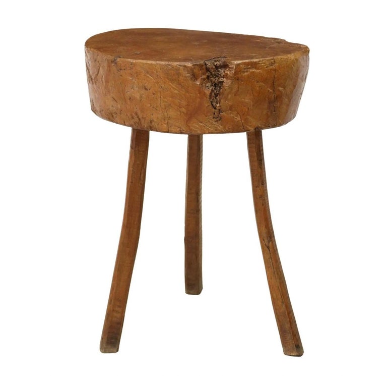 Antique French Butcher Block Primitive Table, Side, Accent, circa 1880 ...