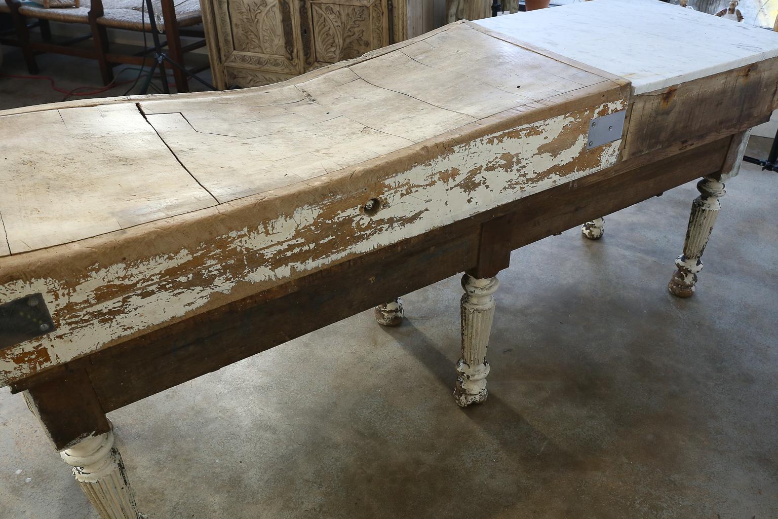 Antique French Butcher Table with Marble 7