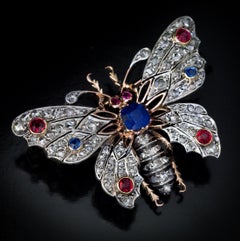 Antique French Butterfly Brooch Pin, 1890s