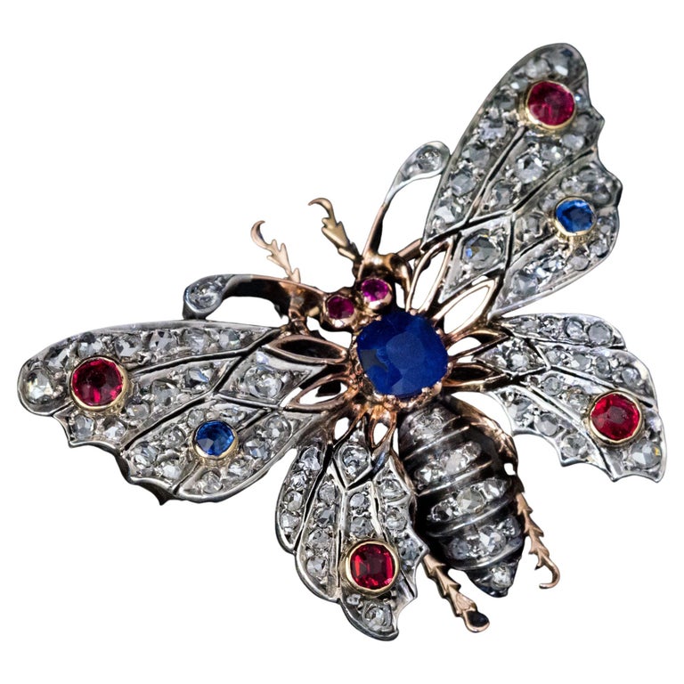 Broche Ancienne En Métal Motif Papillon - Couleur Or Jaune Orange, Parfait état