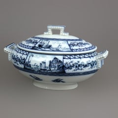 Antique French BWM & Co Blue & White Stoneware Bird Tureen, c1850