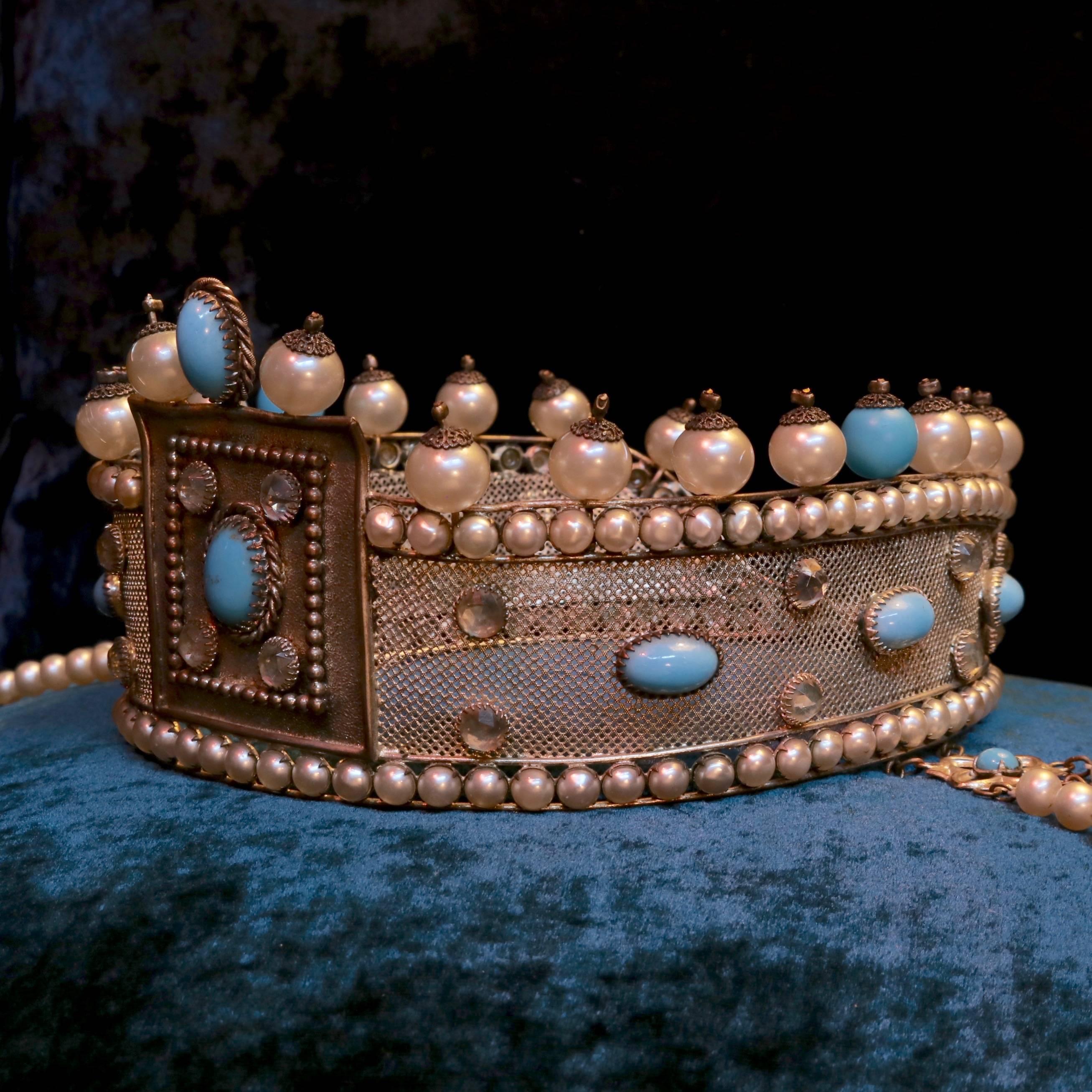 To read more please click continue reading below-

This is a truly magnificent piece, one of the most unique we have ever exhibited for sale. A fabulous replica of a Byzantine Empresses crown made in France in the late 19th century, Circa 1880.