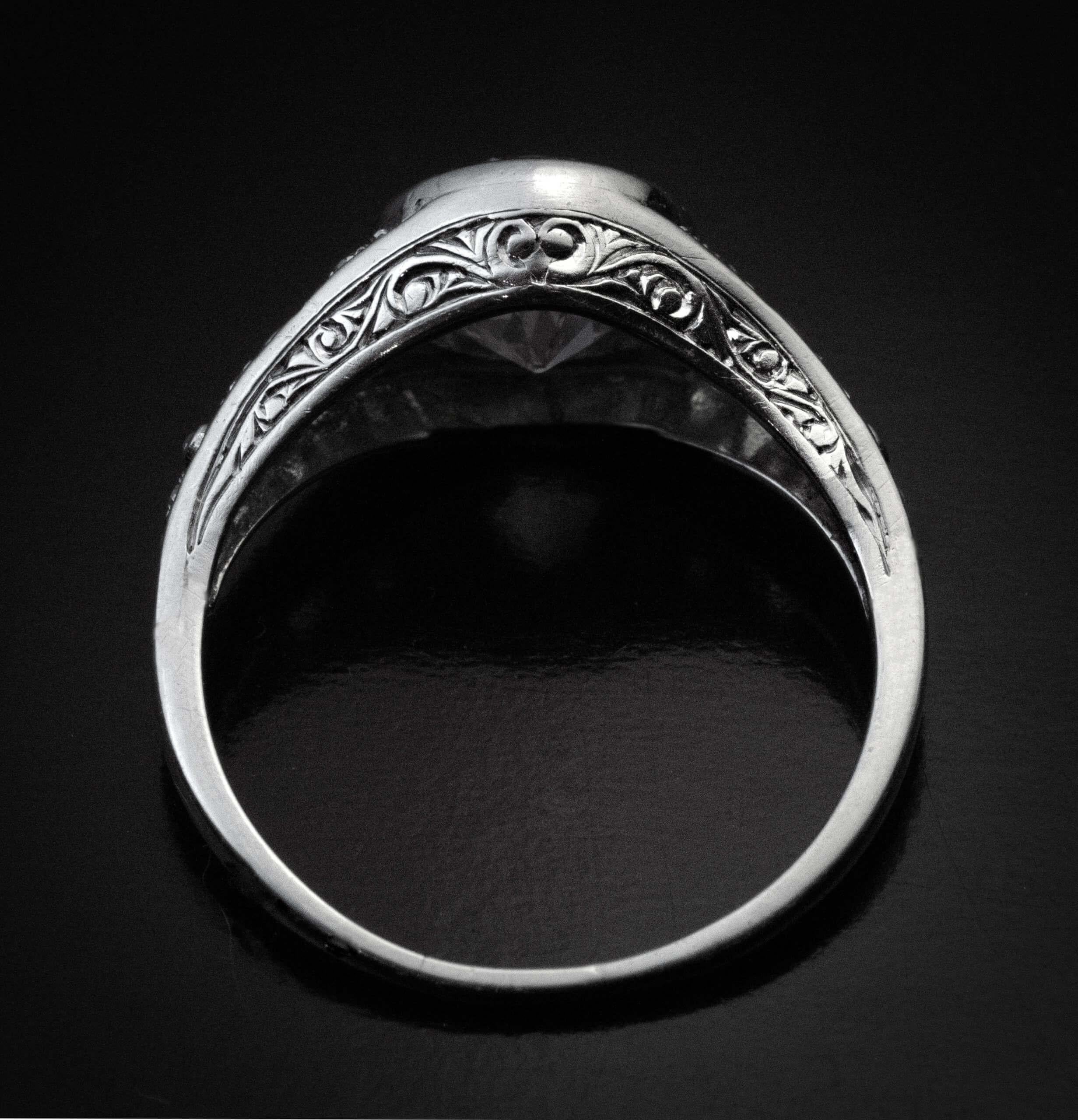 Old Mine Cut Antique French c. 2.55 Ct Diamond Platinum Engagement Ring 1910s For Sale