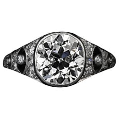 Antiker französischer Verlobungsring aus Platin mit 2,55 Karat Diamanten, 1910er Jahre