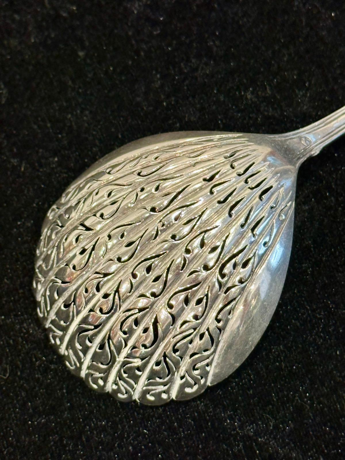 Antique French C1825 Sterling Silver Tea Strainer, French Hallmarks. View 5