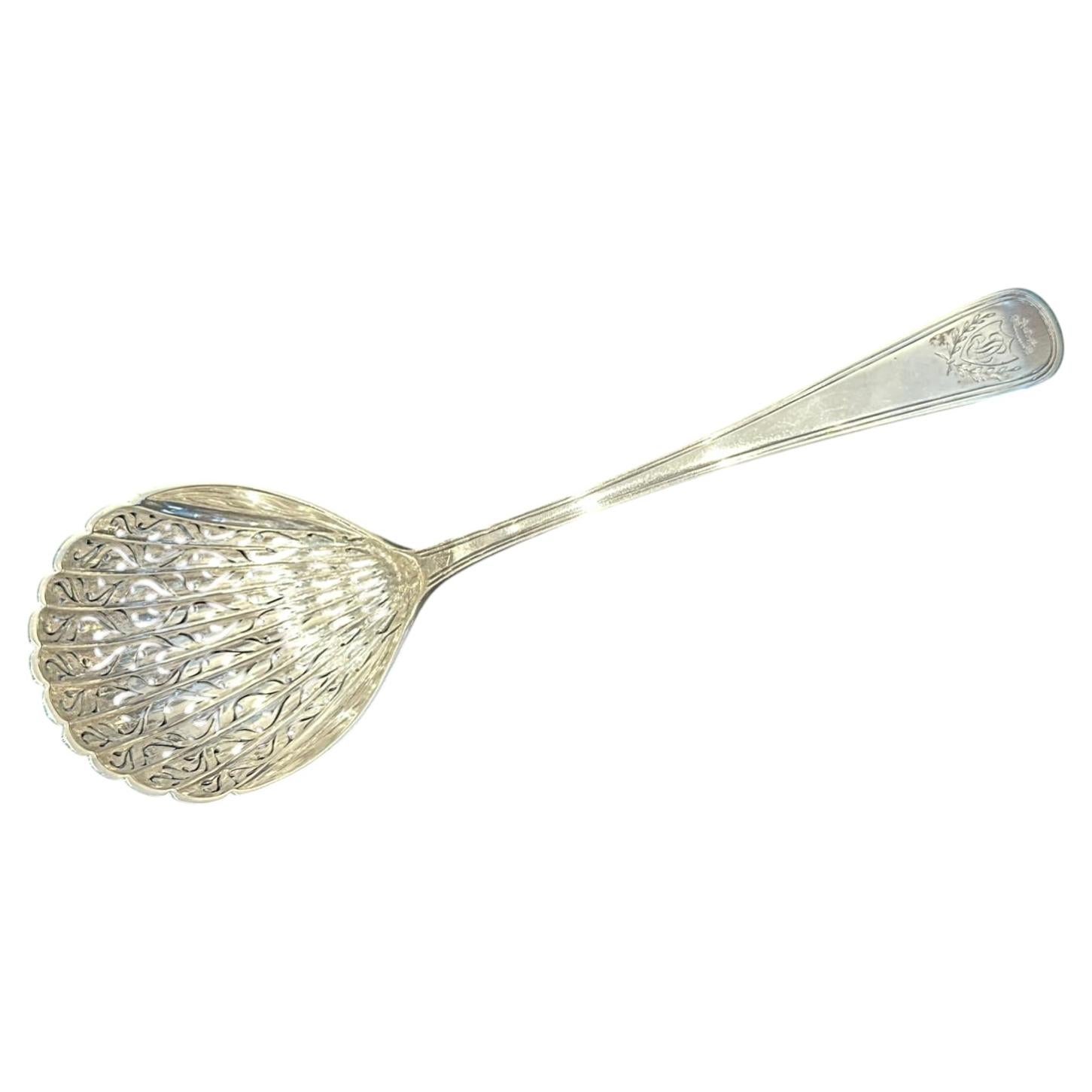 Antique French c1825 Sterling Silver Tea Strainer, French Hallmarks. For Sale