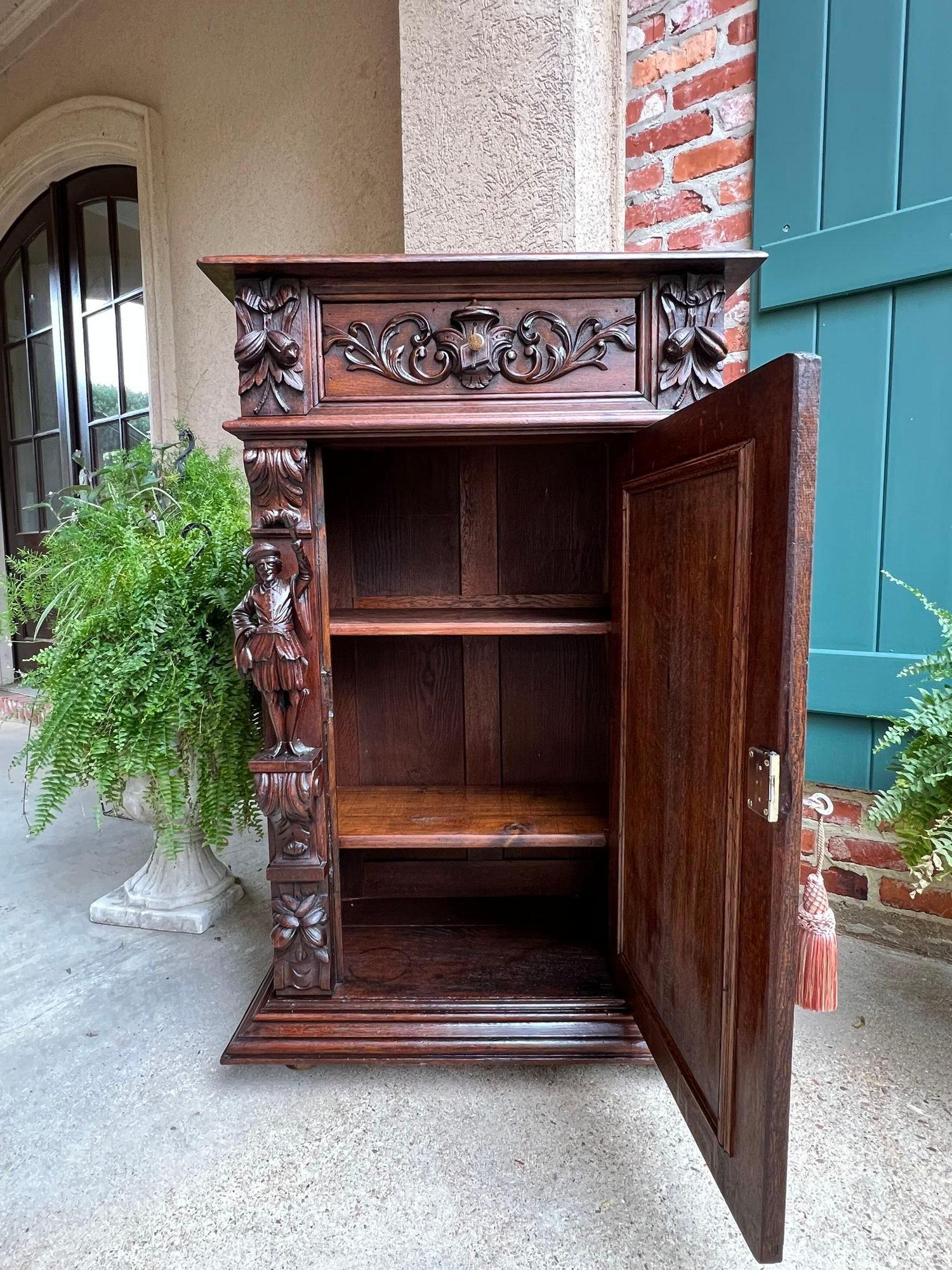Antique French Cabinet Bar Sideboard Baroque Carved Oak c1880 Libreria in vendita 3