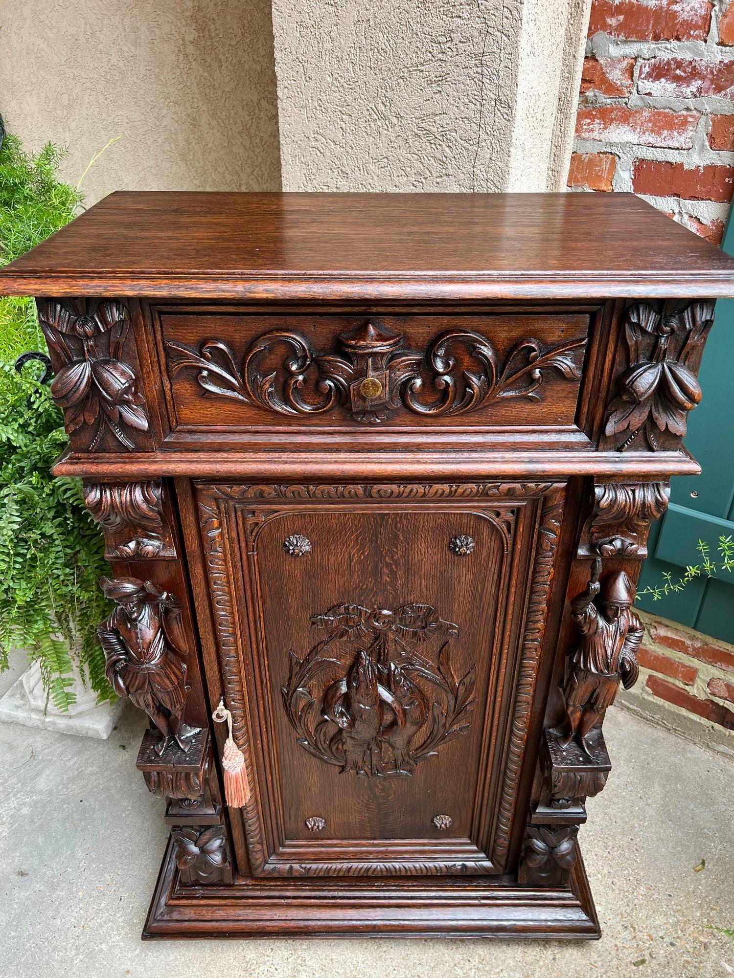Antique French Cabinet Bar Sideboard Baroque Carved Oak c1880 Libreria in vendita 5