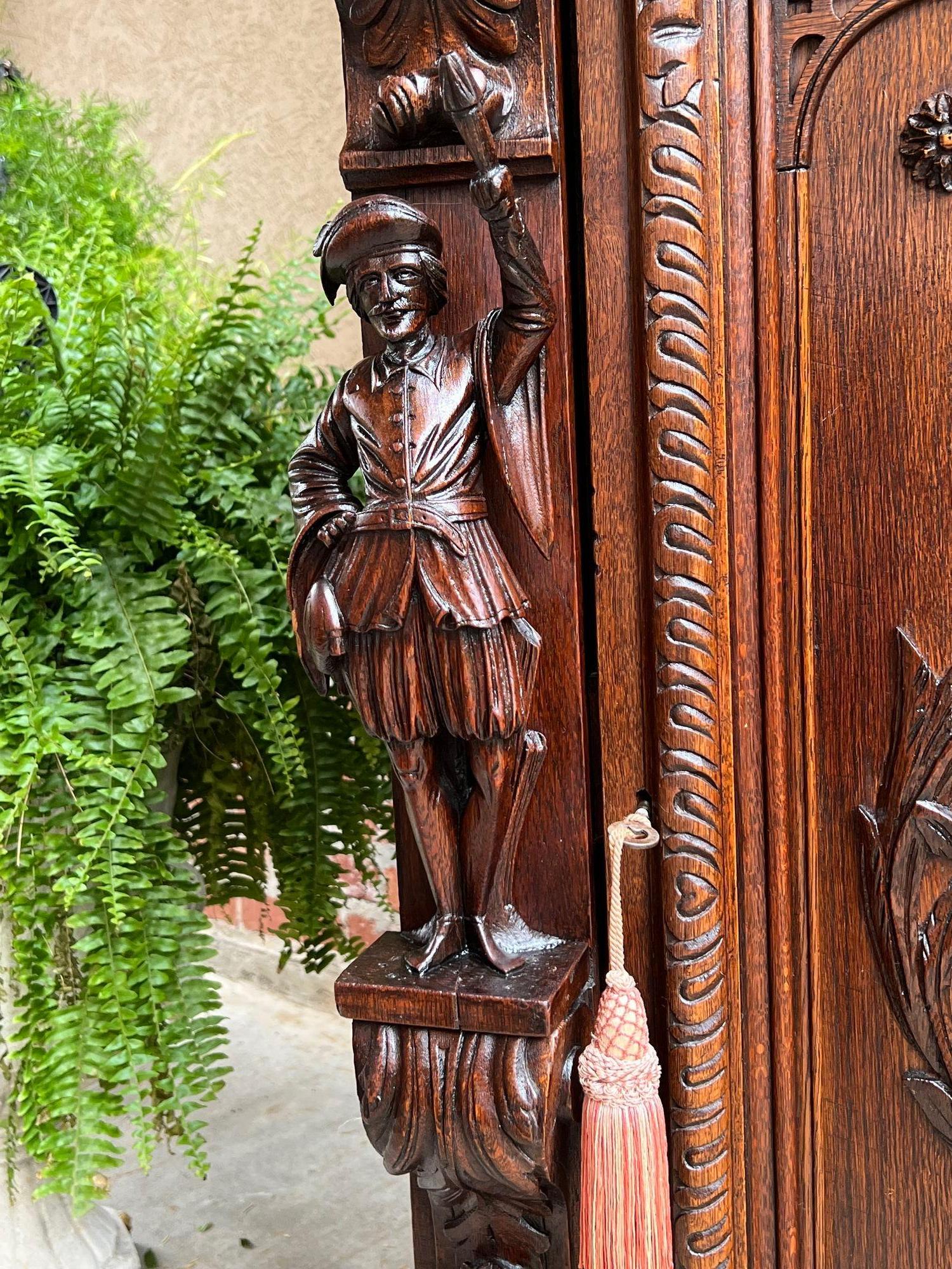 Antique French Cabinet Bar Sideboard Baroque Carved Oak c1880 Libreria in vendita 7