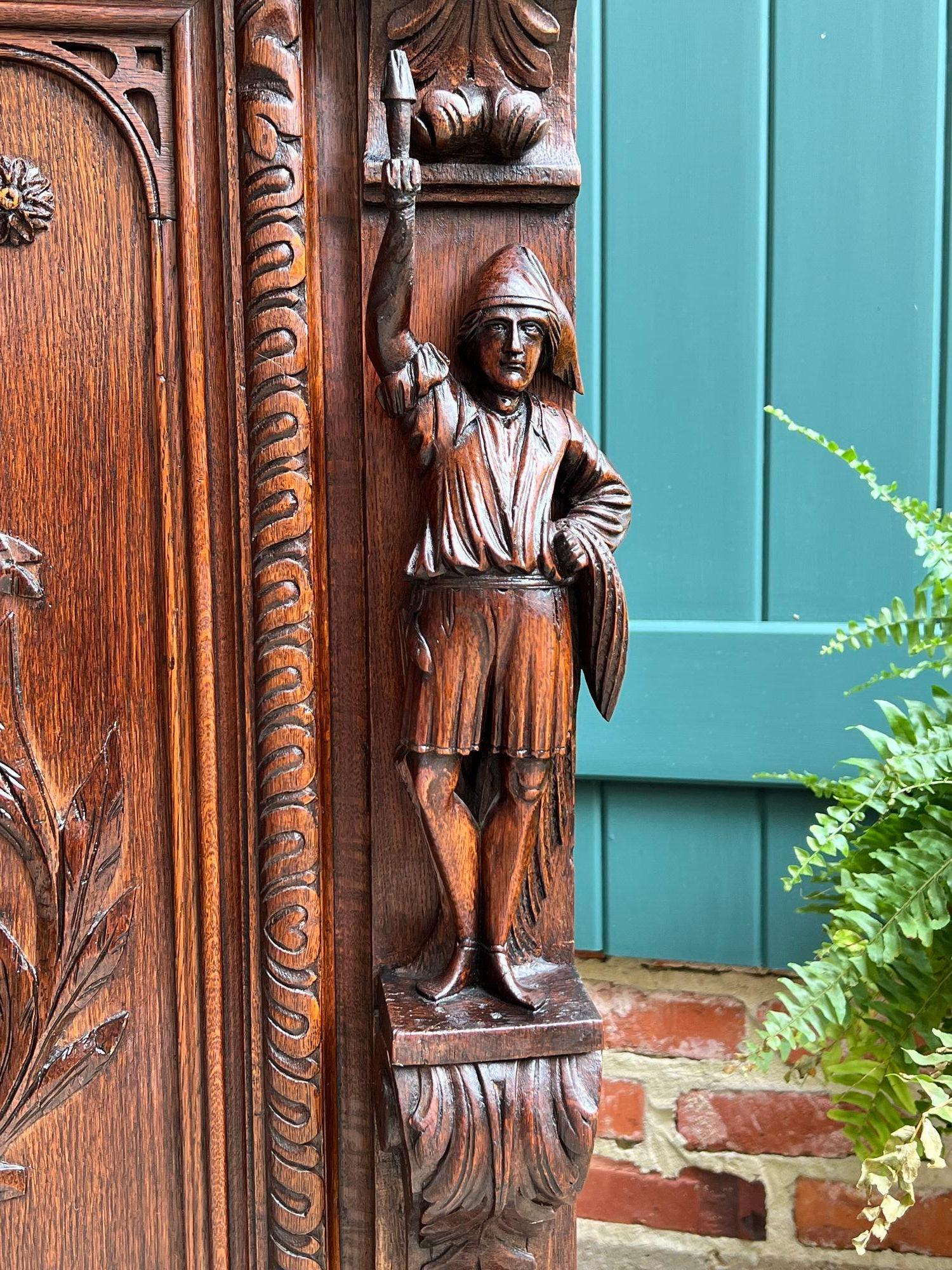 Antique French Cabinet Bar Sideboard Baroque Carved Oak c1880 Libreria in vendita 9