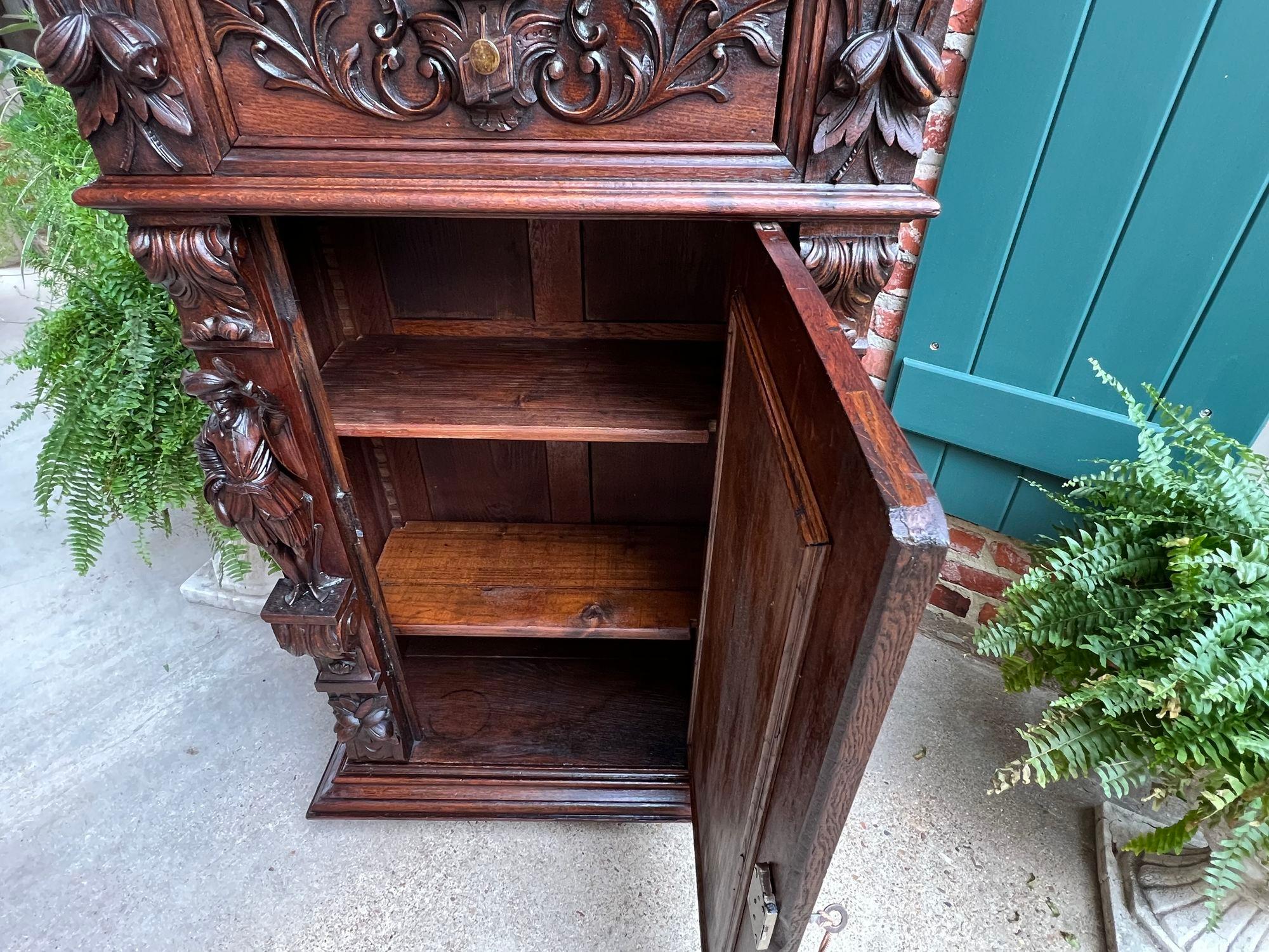 Antique French Cabinet Bar Sideboard Baroque Carved Oak c1880 Libreria in vendita 11