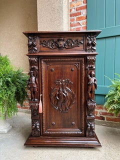 Antique French Cabinet Bar Sideboard Baroque Carved Oak c1880 Bookcase