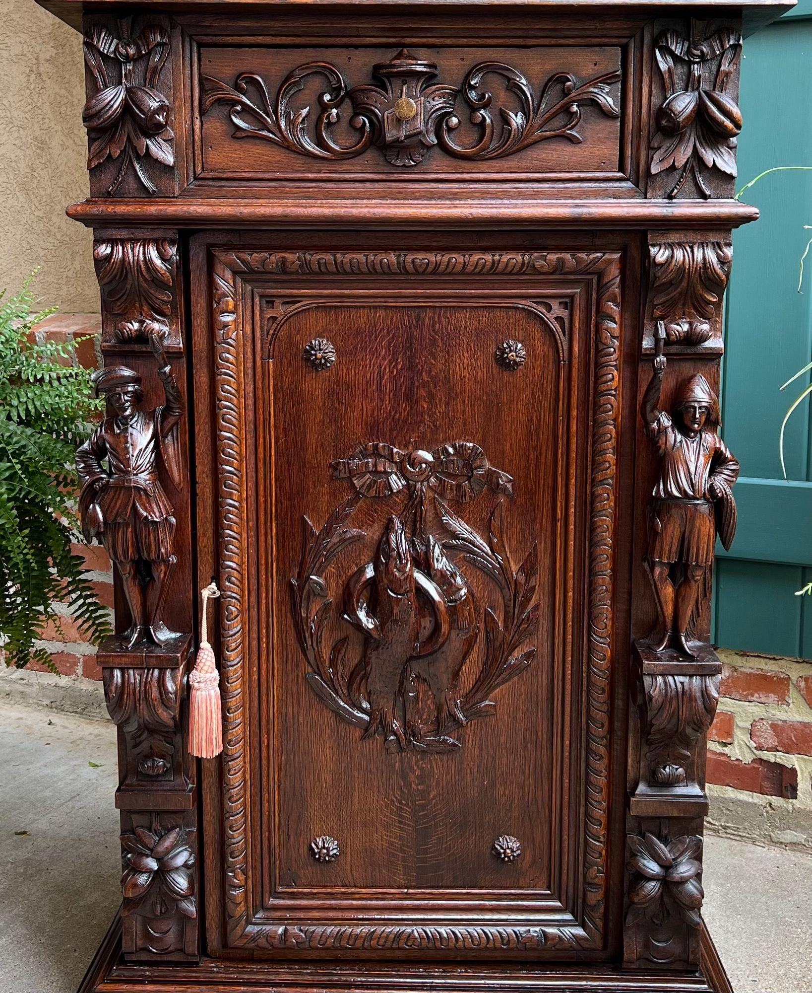 Francese Antique French Cabinet Bar Sideboard Baroque Carved Oak c1880 Libreria in vendita