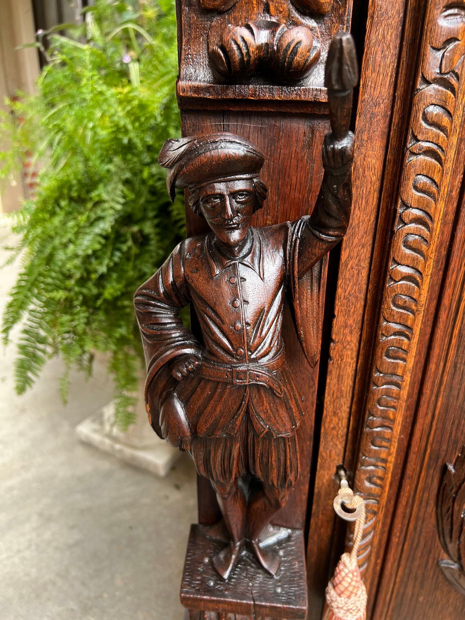 Quercia Antique French Cabinet Bar Sideboard Baroque Carved Oak c1880 Libreria in vendita