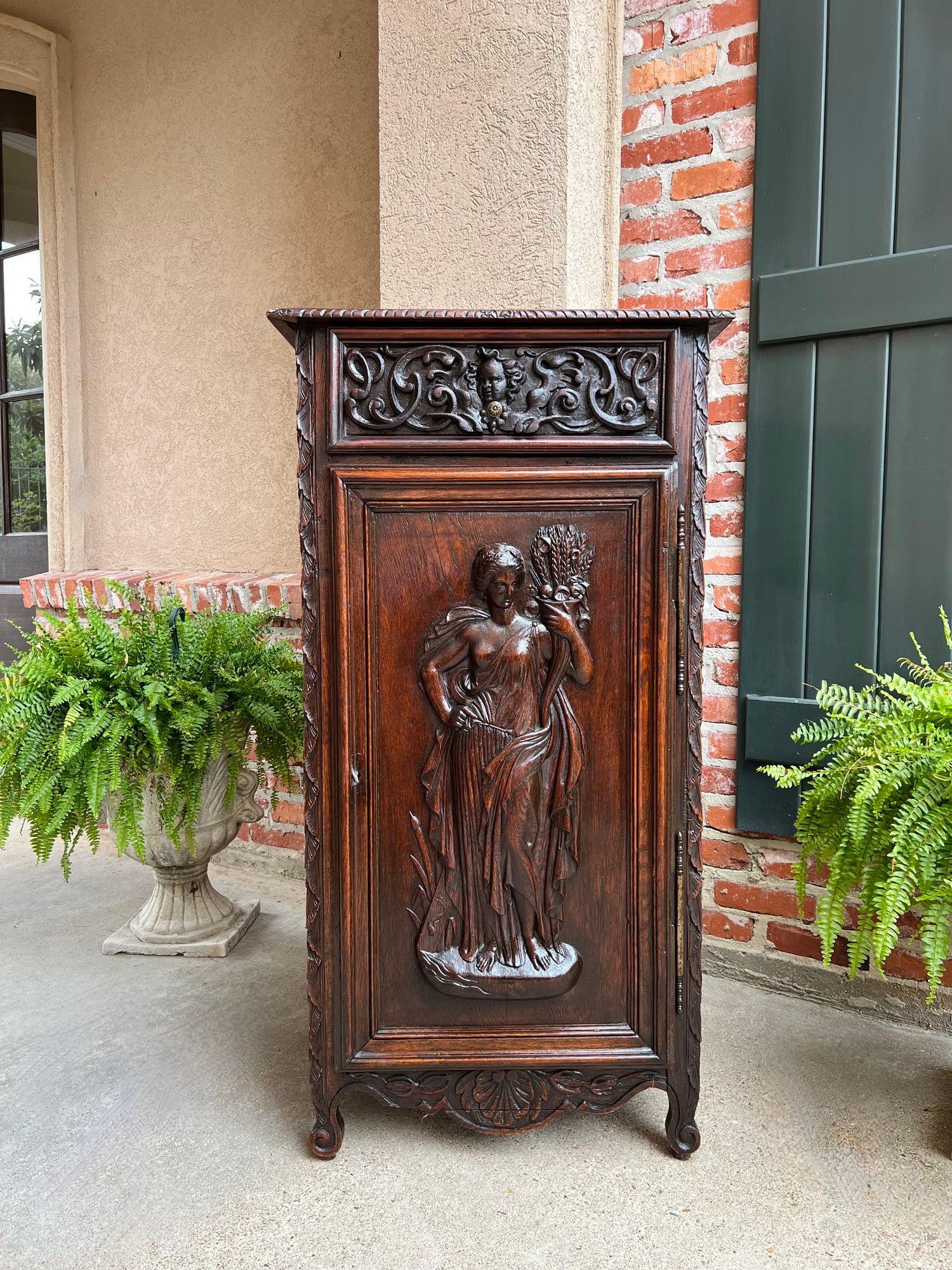 Antique French Cabinet Carved Oak Demeter Harvest Cornucopia Greek Goddess For Sale 8