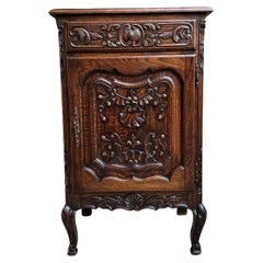 Antique French Cabinet Roble Tallado Louis XV Petite Foyer Mesa Auxiliar c1890