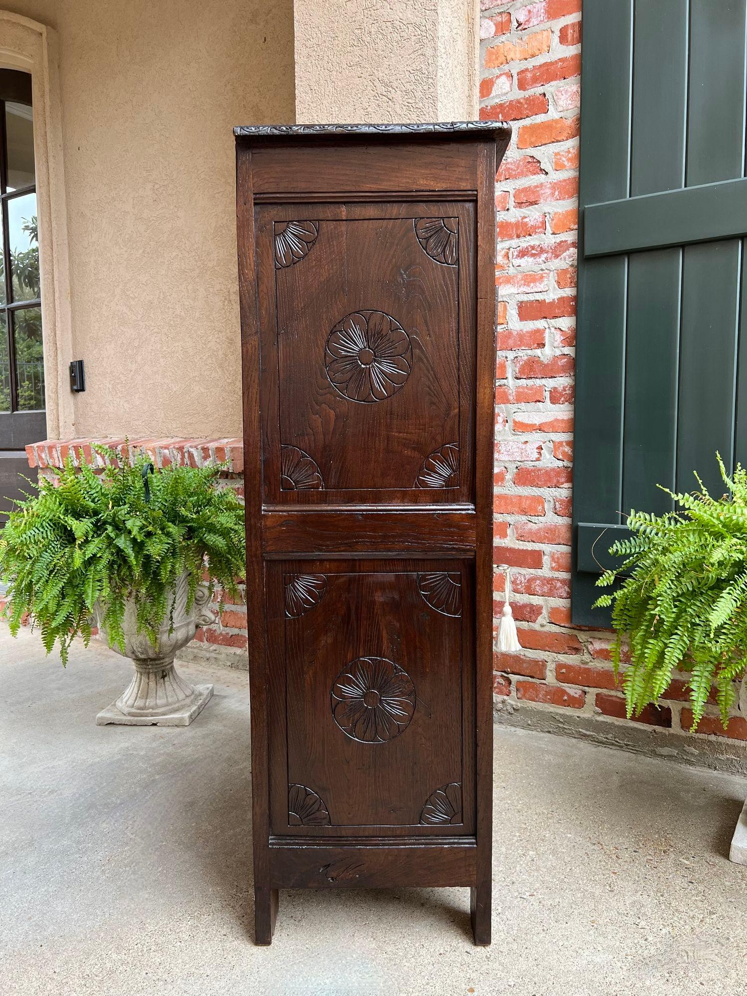19th Century Antique French Cabinet Cupboard Brittany Breton Carved Oak TALL Ship Spindle For Sale