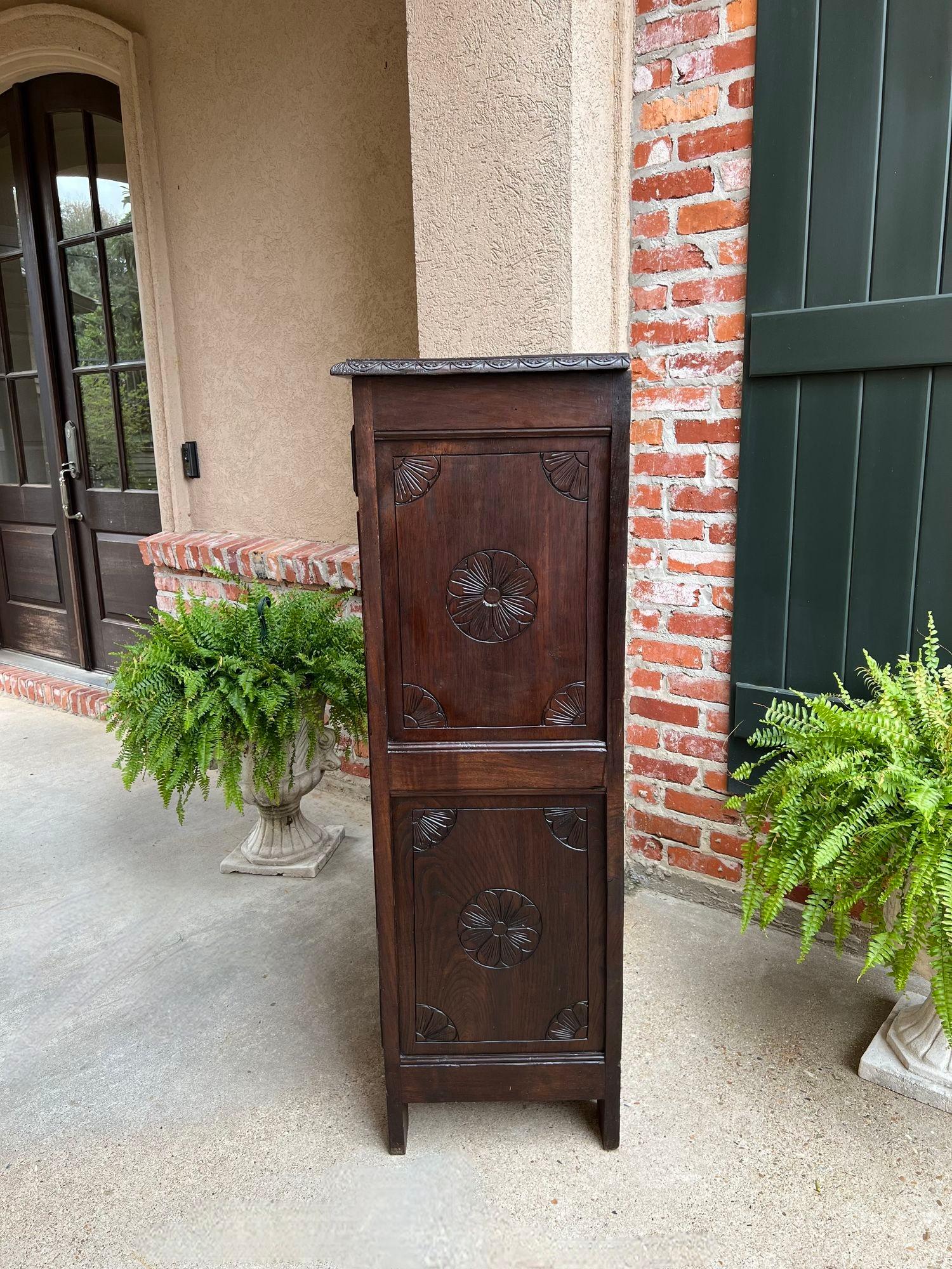 Antique French Cabinet Cupboard Brittany Breton Carved Oak TALL Ship Spindle For Sale 1