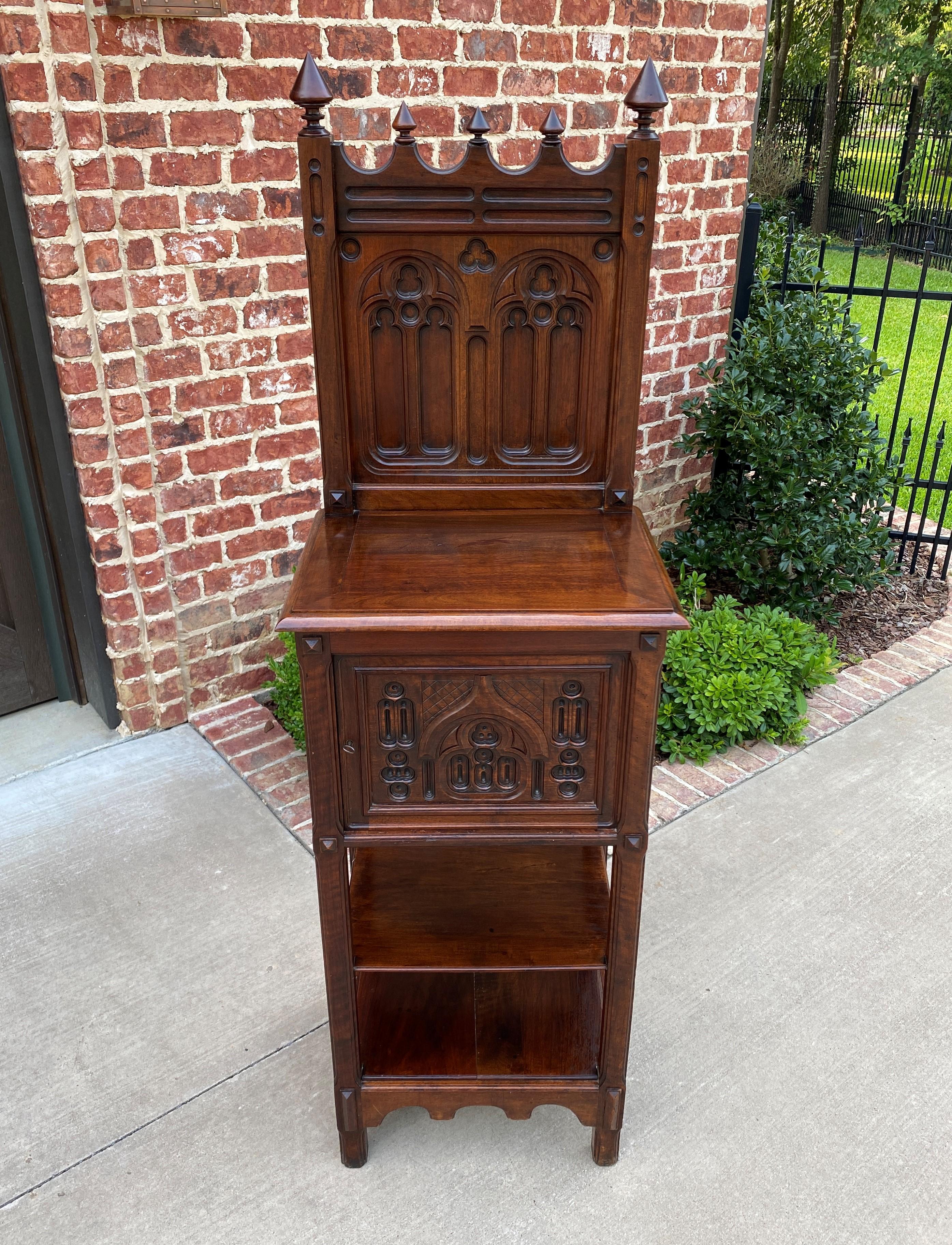 Antique French Cabinet Cupboard Pedestal Bookcase Bar Gothic Revival Petite 4