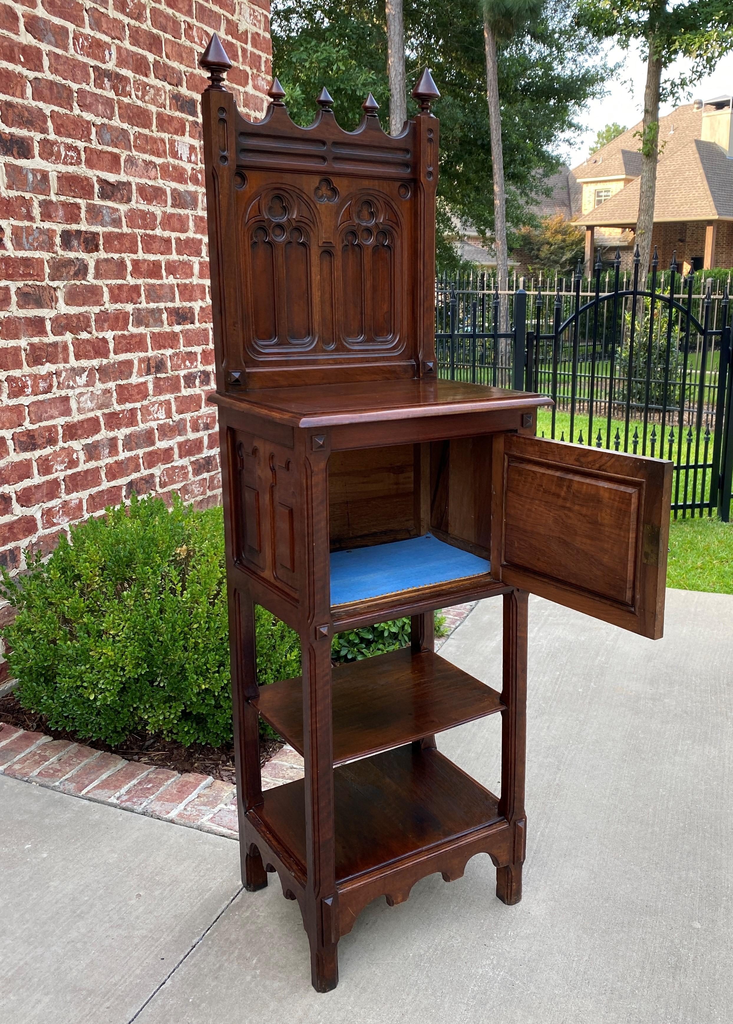 Antique French Cabinet Cupboard Pedestal Bookcase Bar Gothic Revival Petite 5