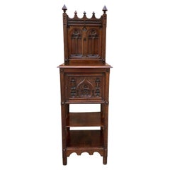 Antique French Cabinet Cupboard Pedestal Bookcase Bar Gothic Revival Petite
