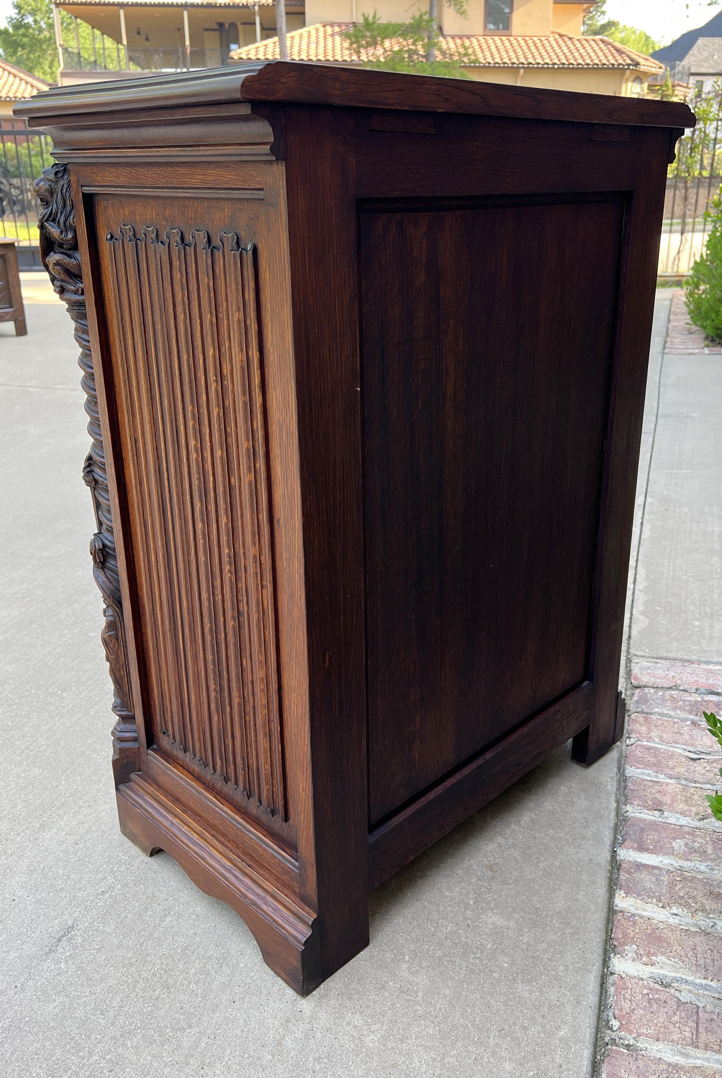 Antique French Cabinet Cupboard St. Michael Barley Twist Renaissance Lions 19thC 6