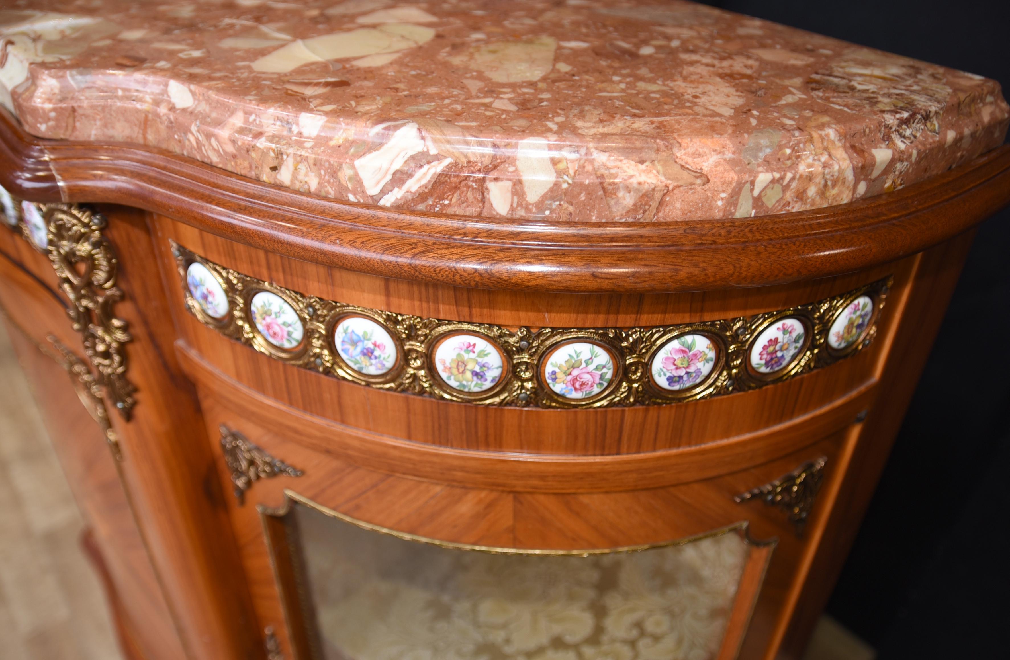 Antique French Cabinet, Kingwood Sideboard Sevres Porcelain Plaques For Sale 1