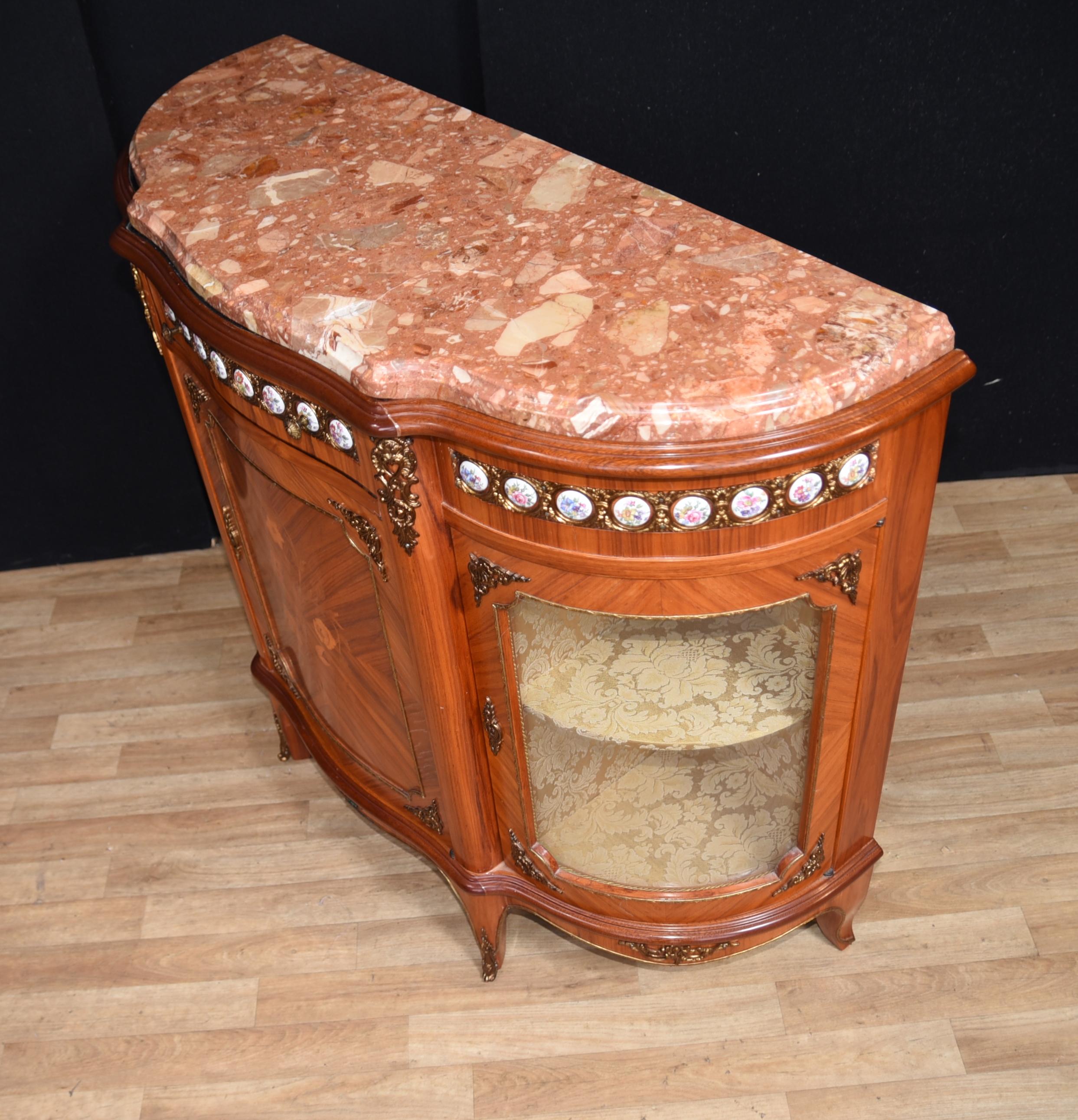 Antique French Cabinet, Kingwood Sideboard Sevres Porcelain Plaques 3