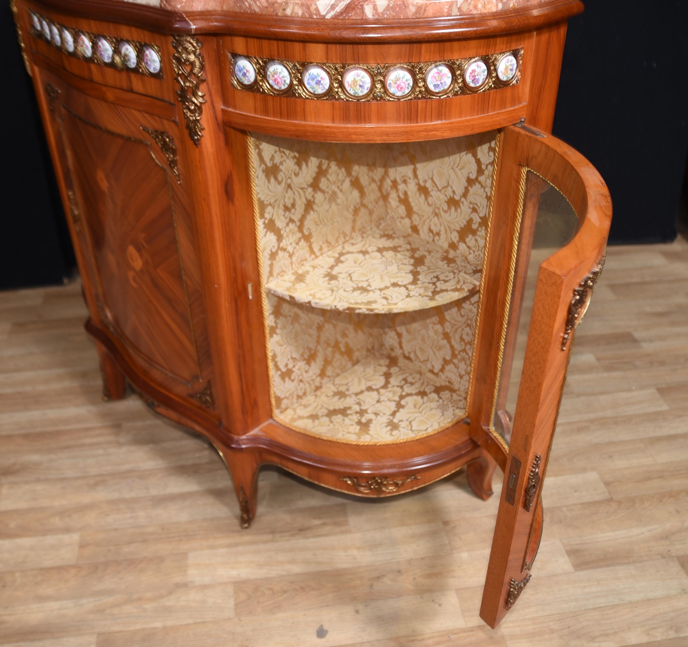 Antique French Cabinet, Kingwood Sideboard Sevres Porcelain Plaques 4