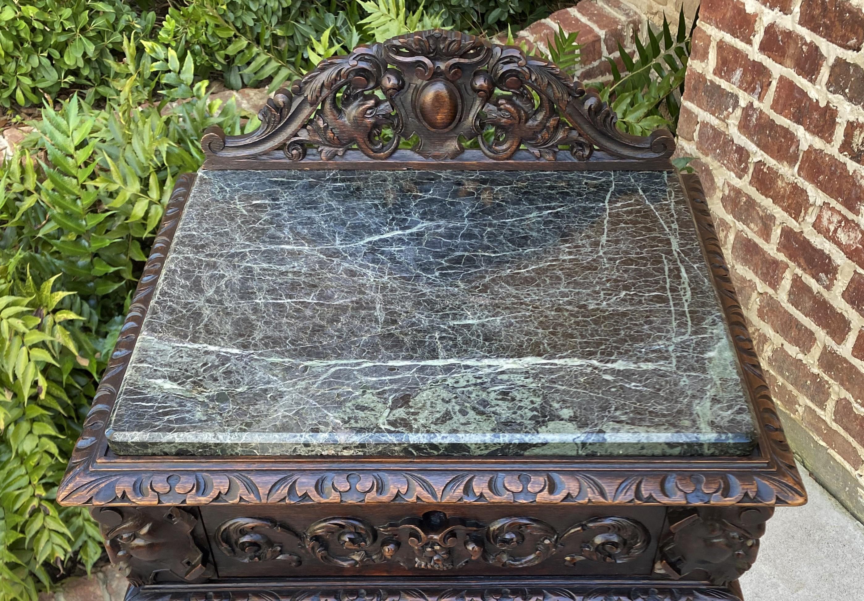19th Century Antique French Cabinet Marble Top Renaissance Gothic Revival Barley Twist 19th C