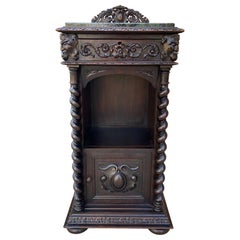 Antique French Cabinet Marble Top Renaissance Gothic Revival Barley Twist XIX sec.