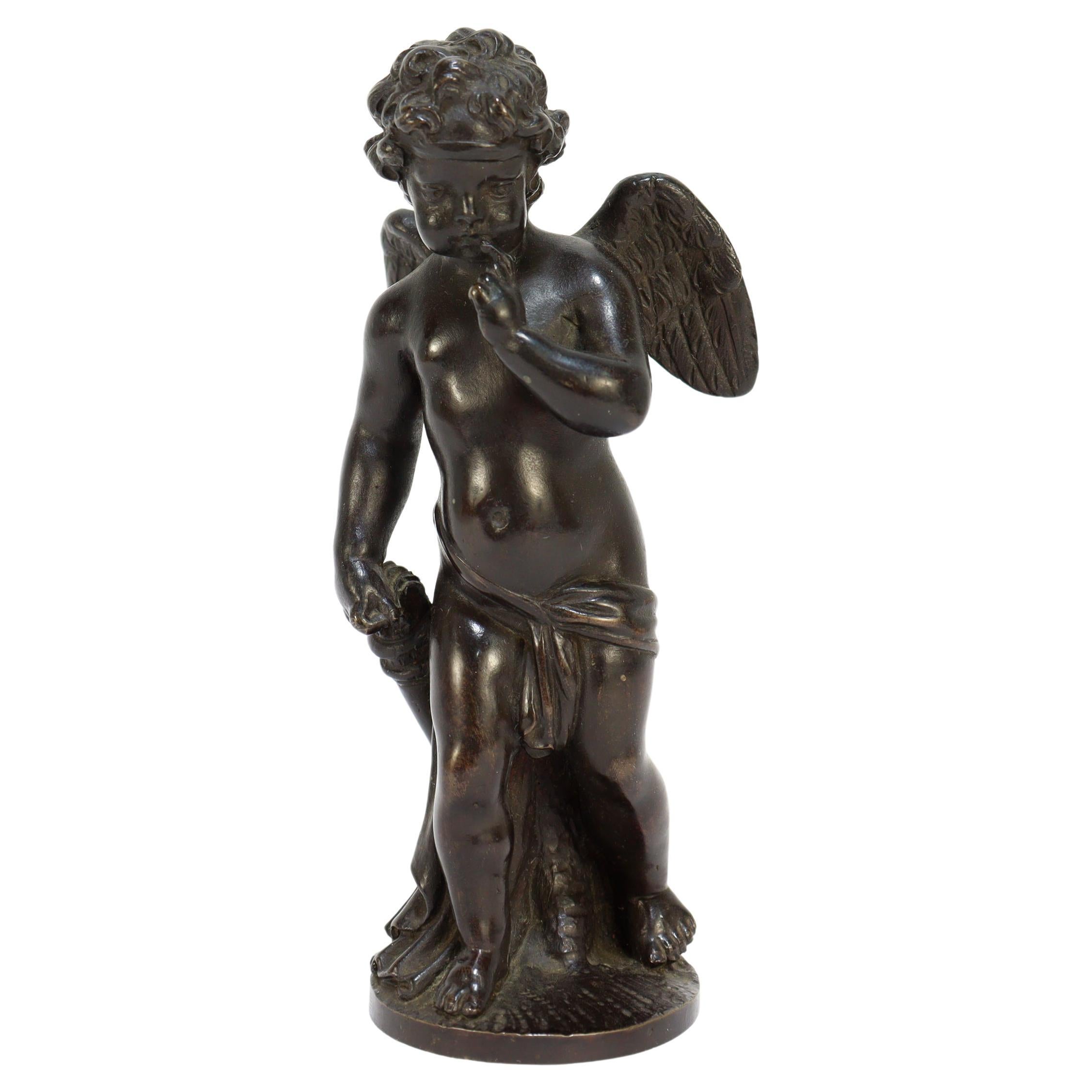 Bronze français ancien représentant Cupidon avec un carquois de flèches en vente
