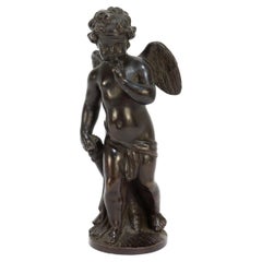 Antique French Cabinet Size Bronze of Cupid with a Quiver of Arrows