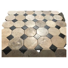 Antique French Cabochon in Bourgogne Limestone Flooring, 18th Century