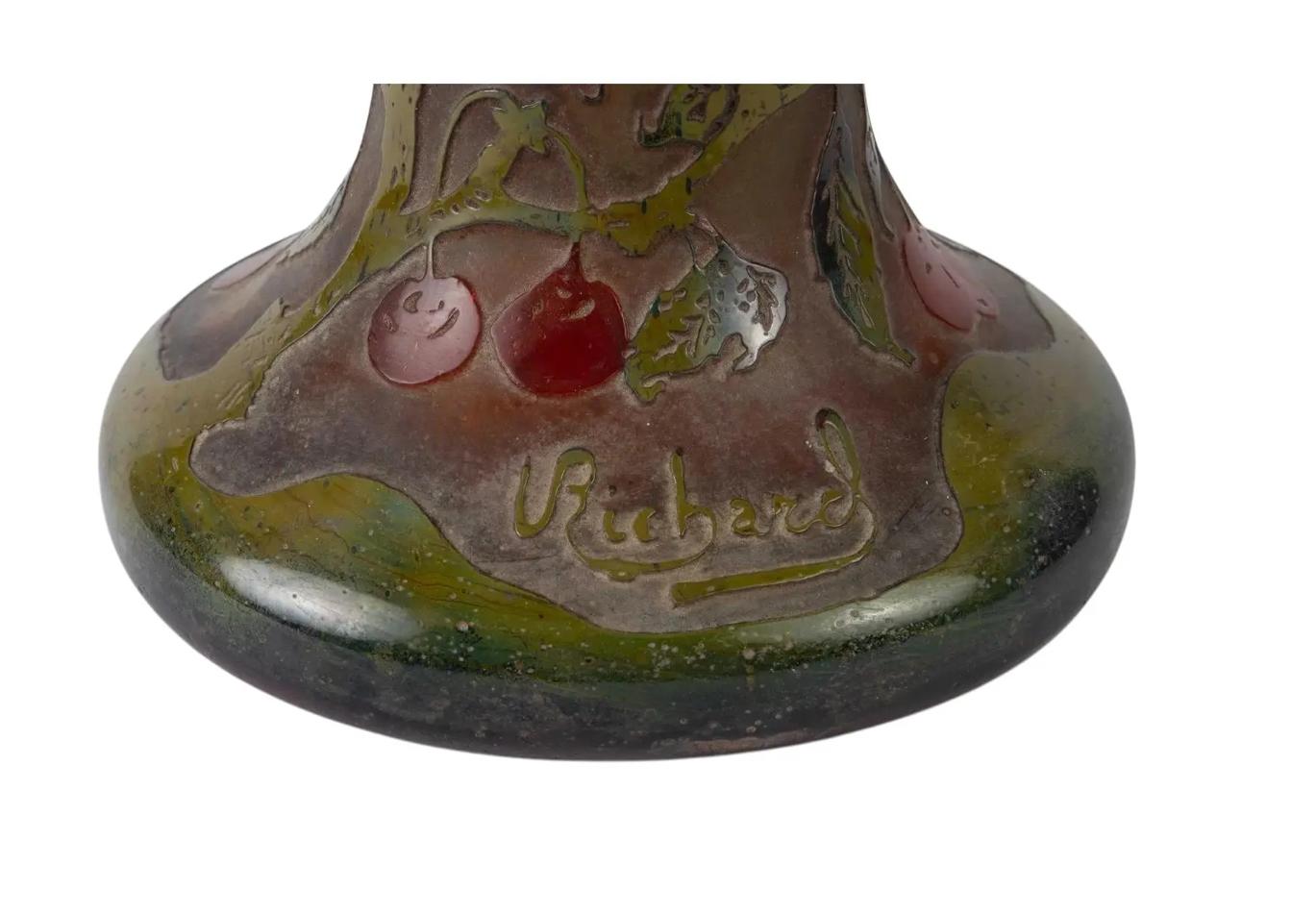Art nouveau Lampe de bureau française ancienne en verre camée par Richard en vente