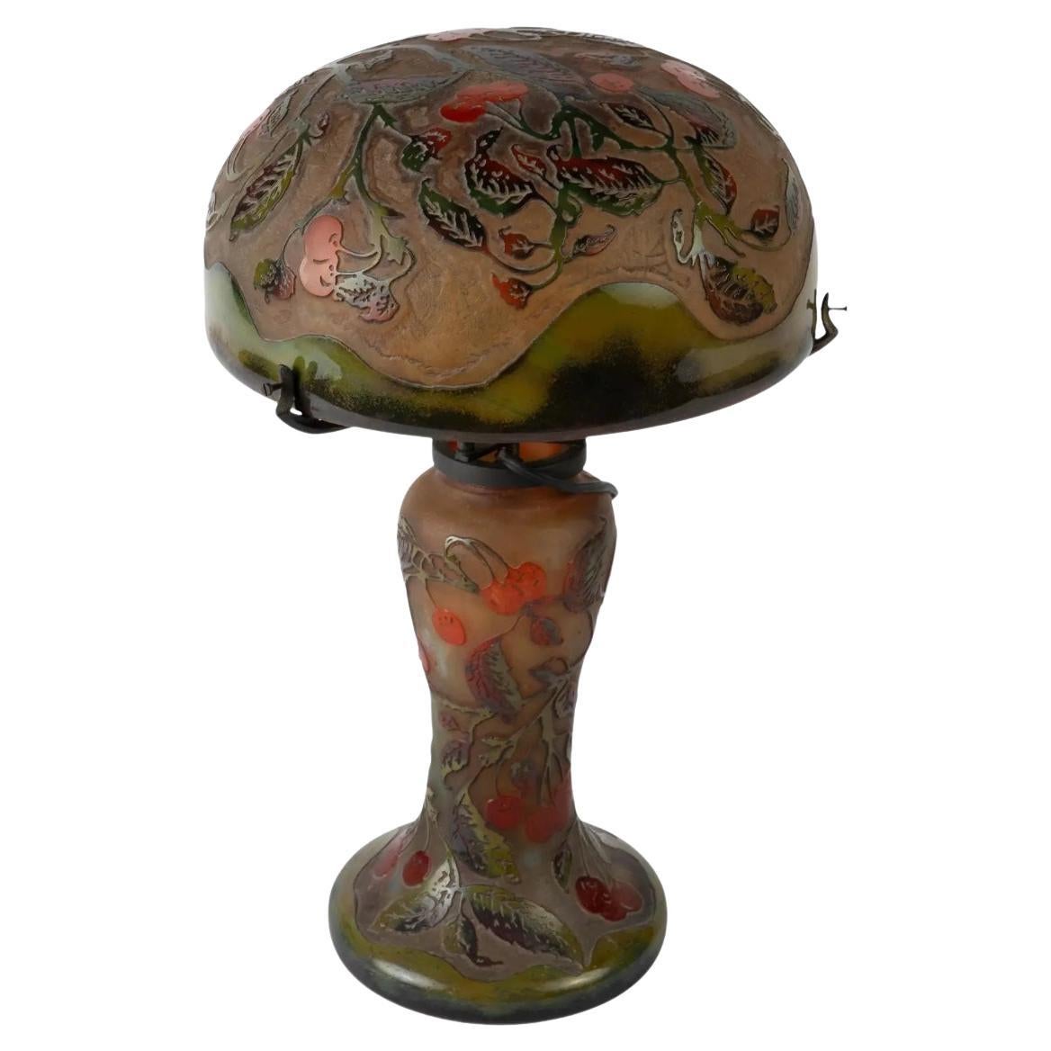 Antique French Cameo Glass Table Lamp by Richard