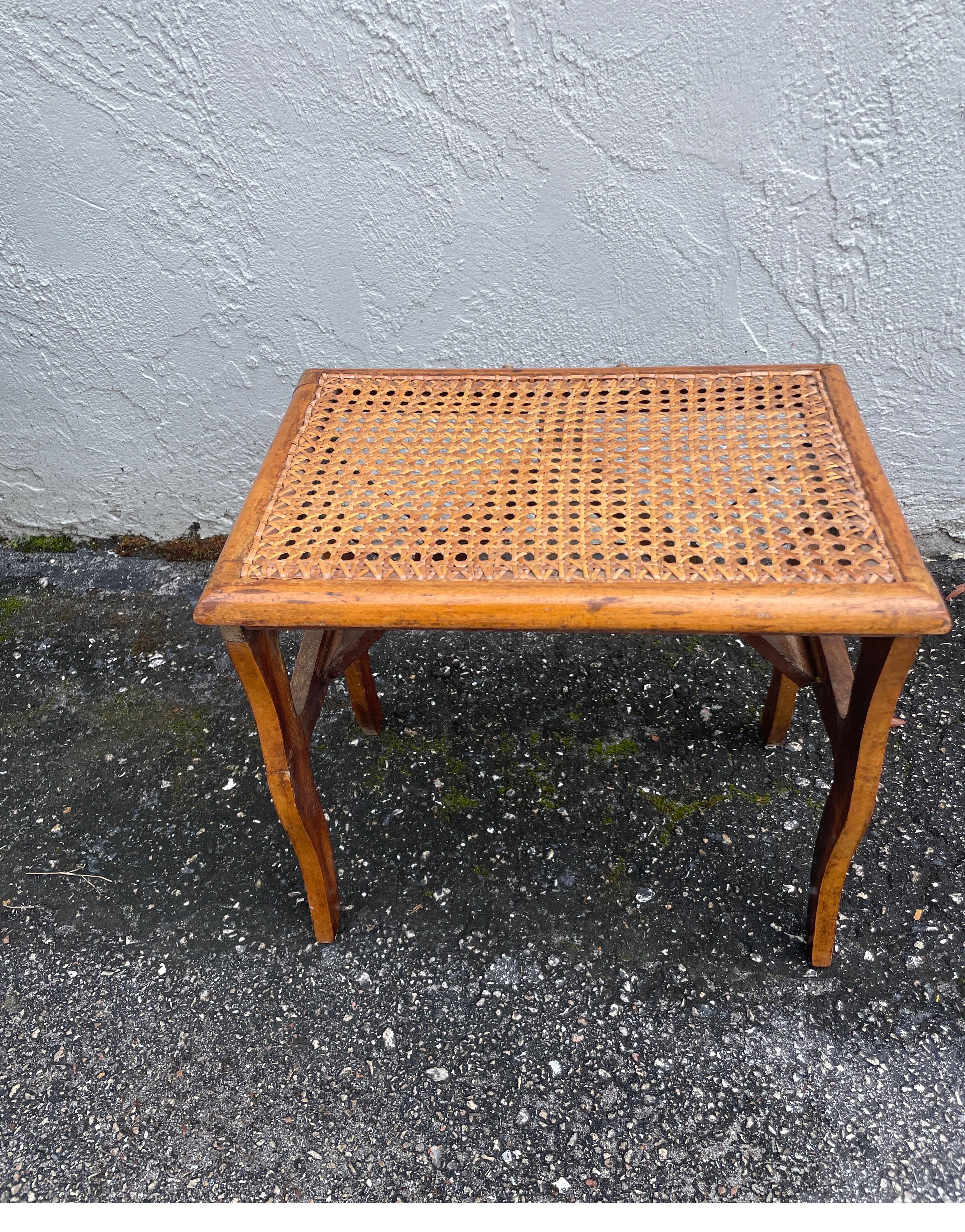 Antique French Campaign Style Folding Stool In Good Condition For Sale In West Palm Beach, FL