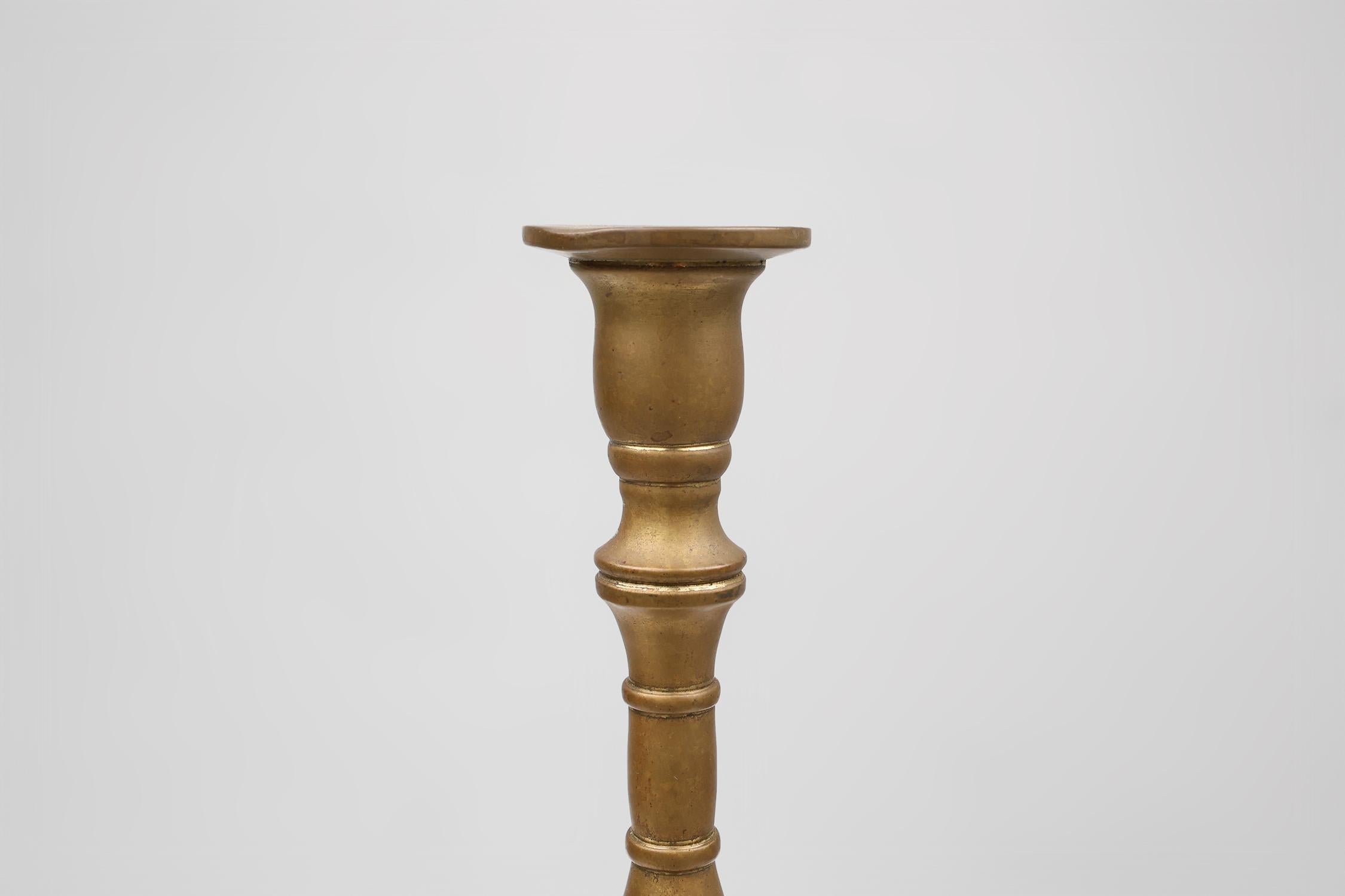 Rustic Antique French candlestick in bronze, ca. 1890 For Sale