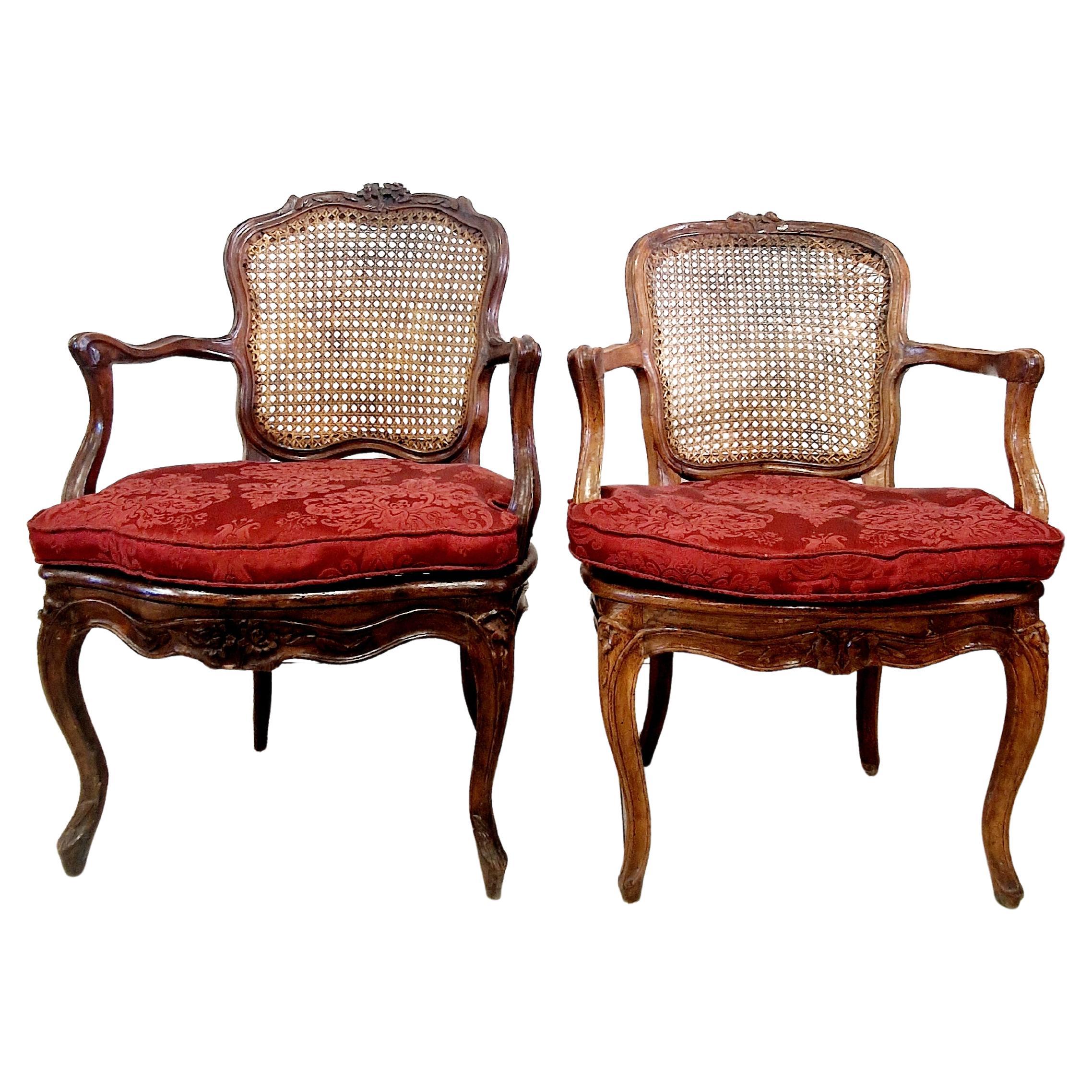 Antique French Cane Poltrone Periodo Louis XVI